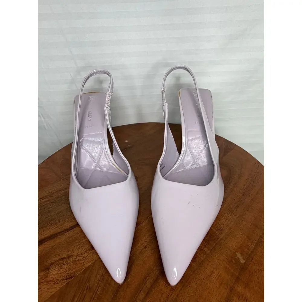 Anne Klein Lilac Patent Slingback Pointed Toe Heels Women’s 7M Dress Pumps